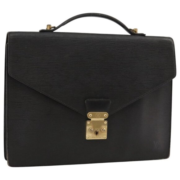 LOUIS VUITTON Epi Porte Documents Bandouliere Briefcase Black M54462 Auth 105325 - Picture 1 of 16